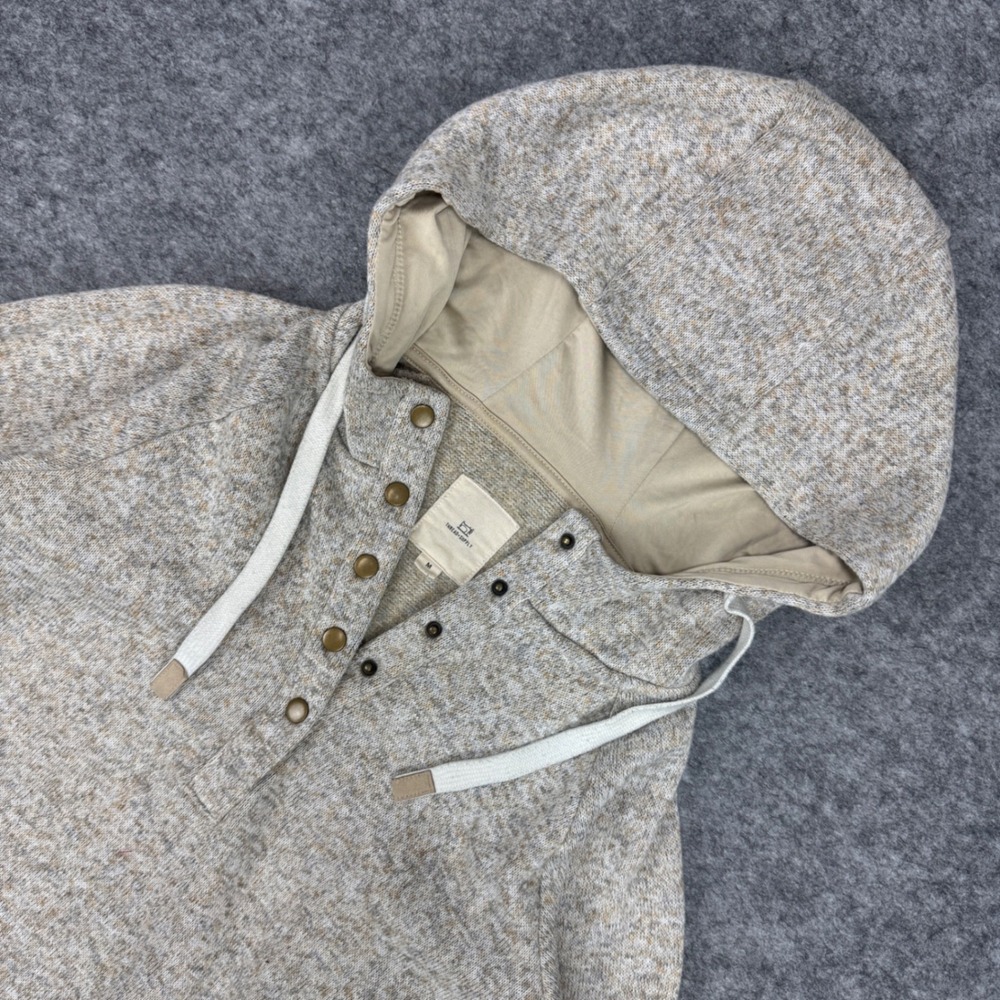Thread & Supply Women Oatmeal Marled Knit Snap Neck Hoodie Medium